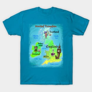 United Kingdom Fun Map T-Shirt